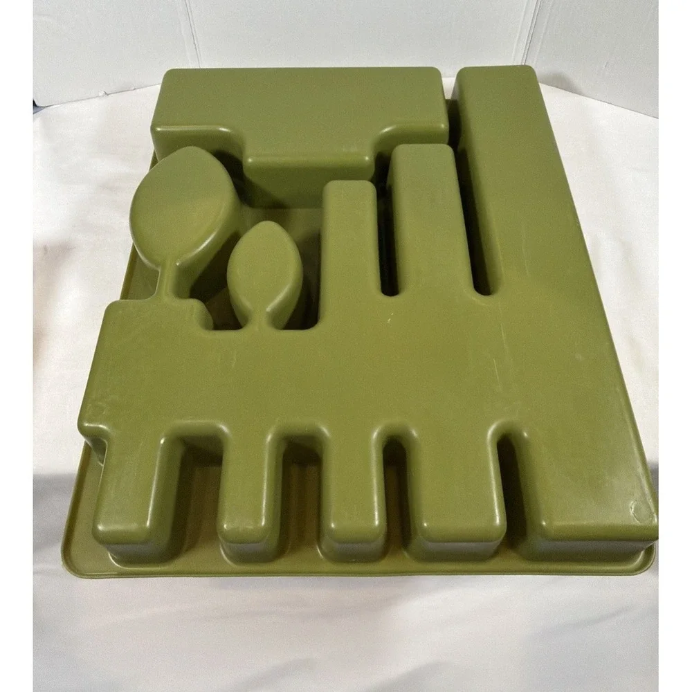 Rubbermaid Flatware Tray Holder Avocado Green Silverware 2922 Vintage MCM